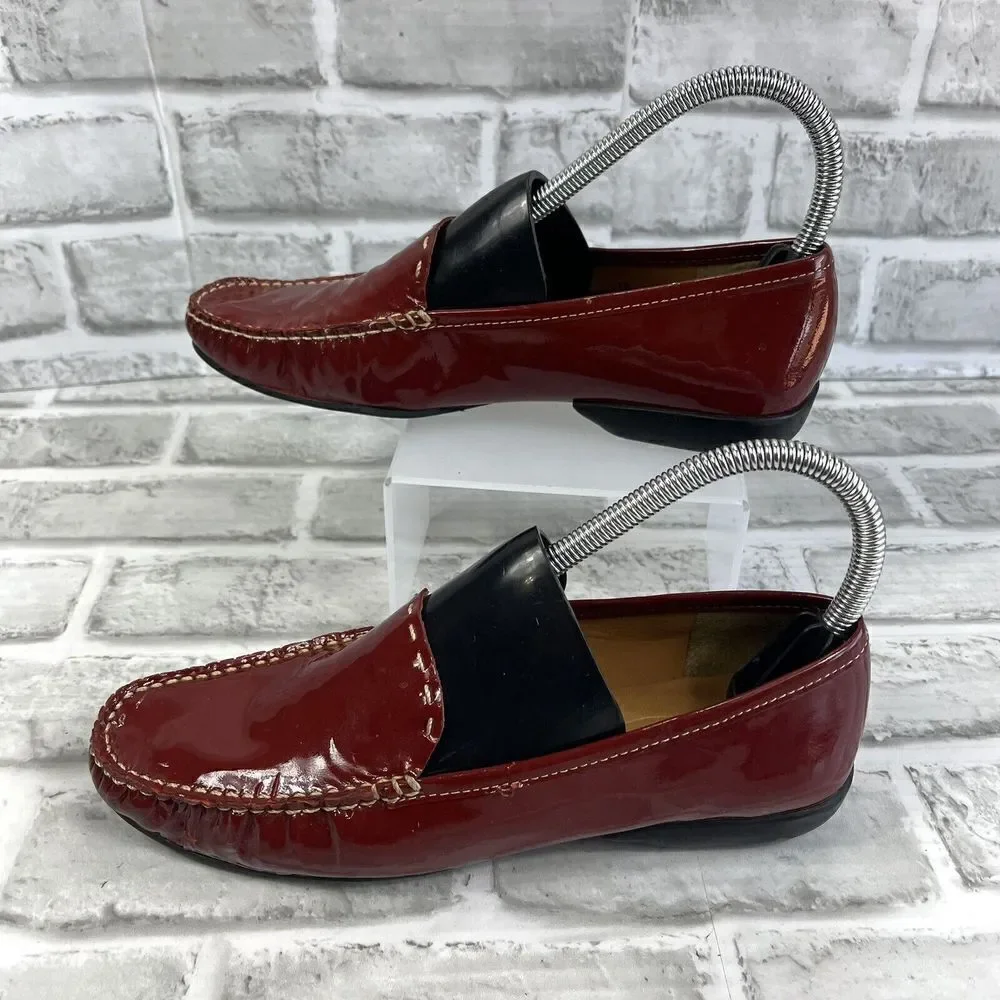 Talbots Women's Size 7 B Red Patent Leather Slip On Loafers Shoes